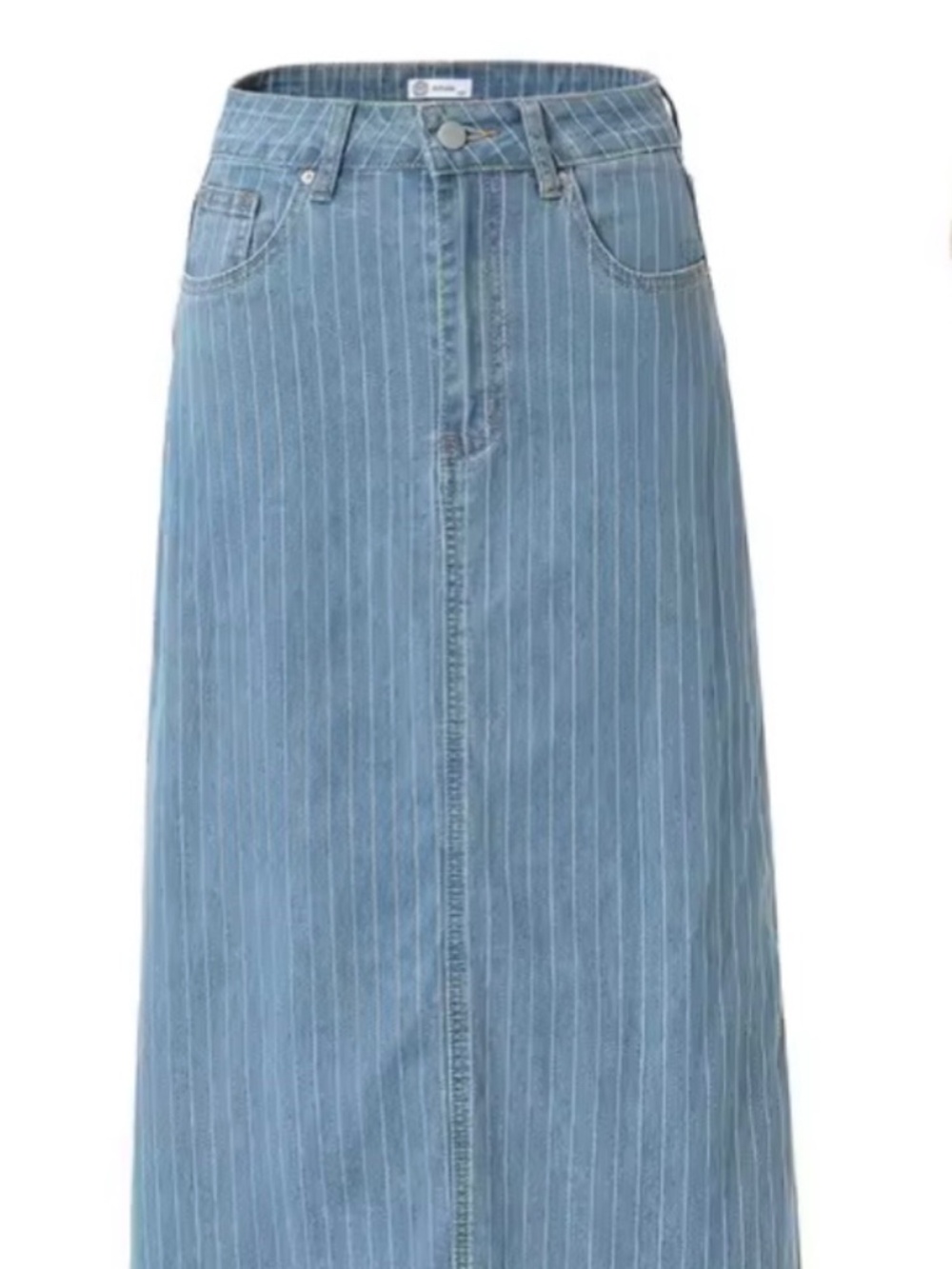 Light denim pinstripe straight maxi skirt S women NWOT